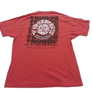 Taurus Firearms Mens XL T-Shirt Coral Orange Making Better Guns Graphic Logo Tee